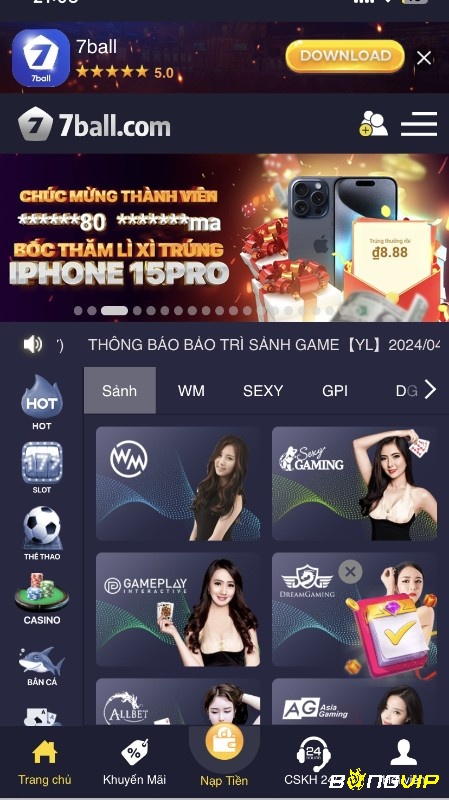 Sảnh casino tại web cược thiết kế theo phong cách châu Âu