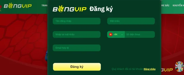 Hướng dẫn các bước đăng ký bongvip nhanh chóng